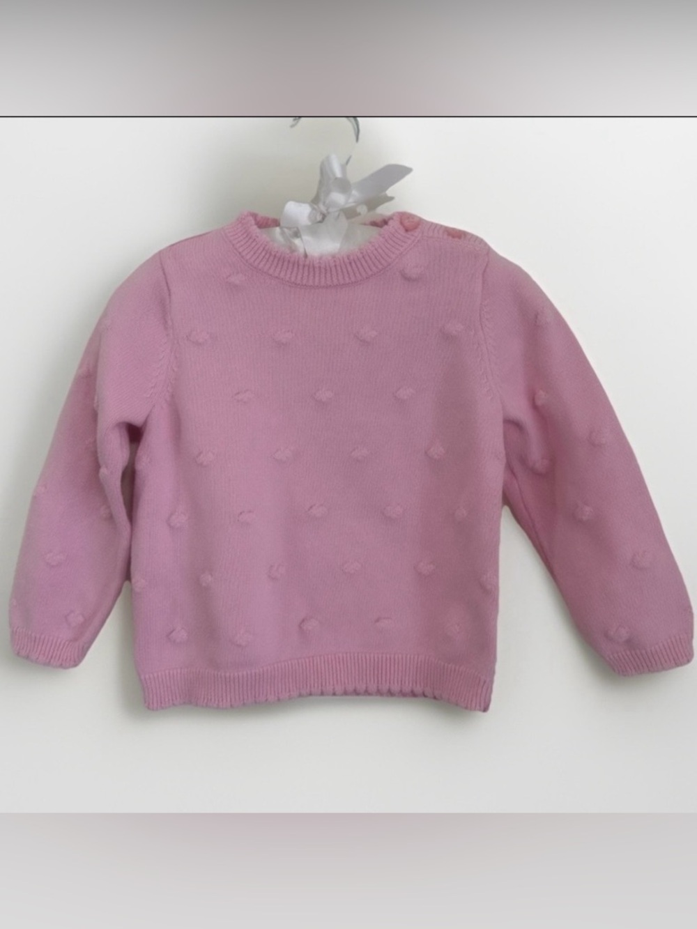Cat & Jack Heart Stamped Sweater Crewneck Soft Pink Baby Girl Size 18M
